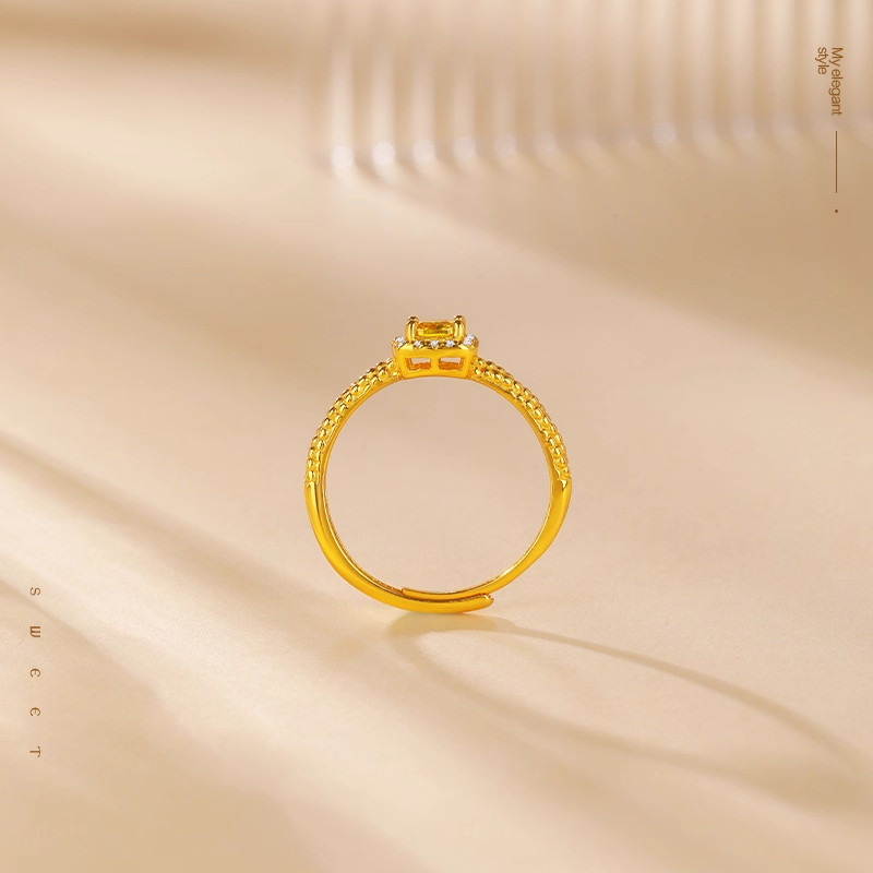 S925银小方糖戒指开口女款黄钻纯银饰品七夕情人节礼物,淘宝优惠券,粉丝福利购,淘宝优惠卷