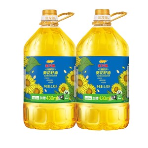 金龙鱼不油腻轻年阳光葵花籽油5.43L*2桶营养食用油