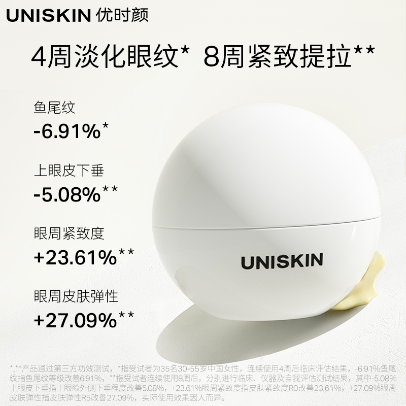 优时颜UNISKIN第2代微笑眼霜18g淡化细纹黑眼圈抗皱紧致保湿