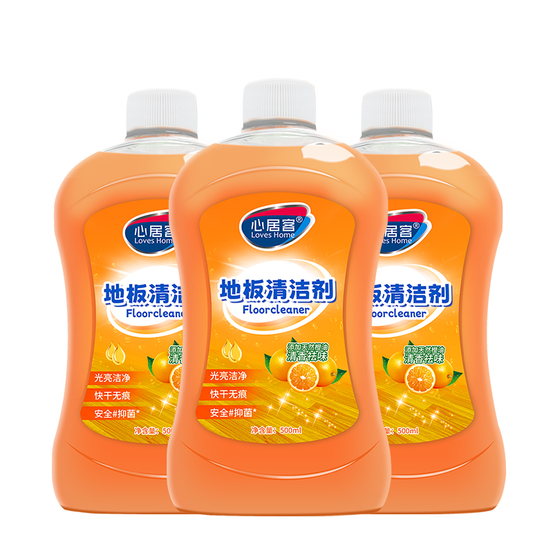 心居客地板清洁剂瓷砖清洗剂杀菌拖地家用清洁500ml*3瓶去污神器