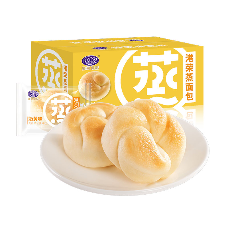 港荣蒸面包奶黄味儿童460g整箱蛋糕 天猫超市西式糕点