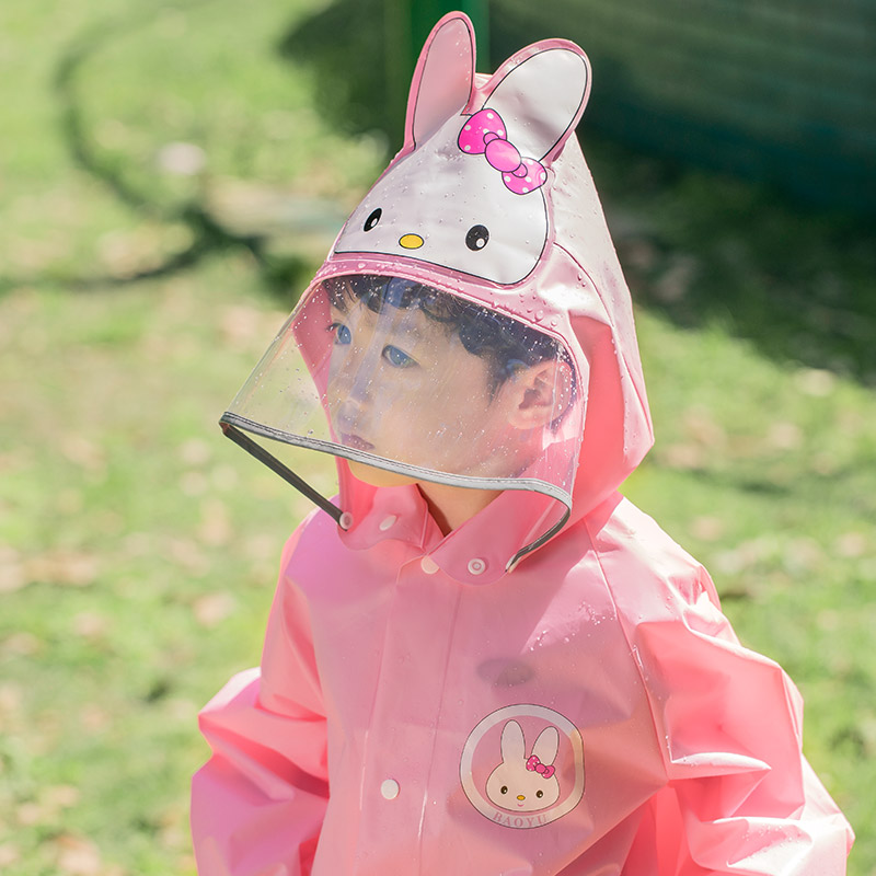 儿童雨衣男童女童卡通可爱幼儿园带书包位防水宝宝雨披小学生雨衣 - 图1