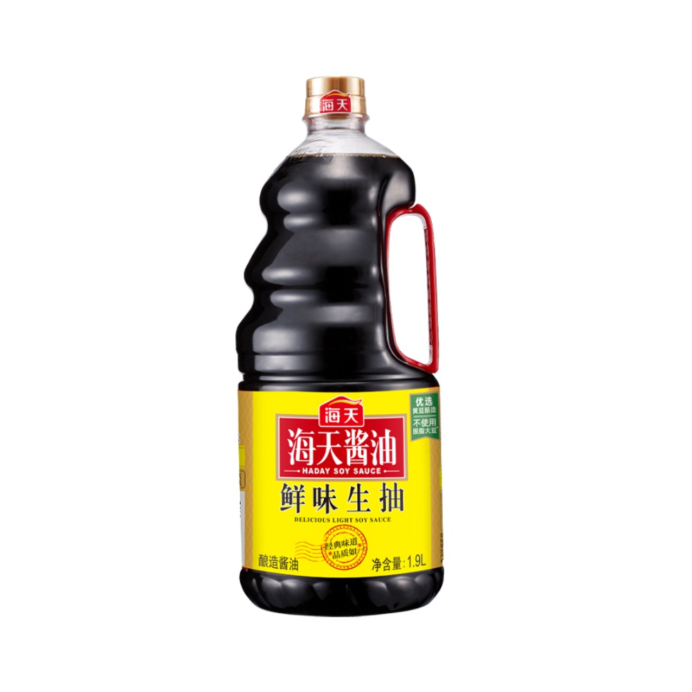 海天酱油鲜味生抽1.9L/瓶优质黄豆酿造酱油家庭装凉拌火锅调味料-图0