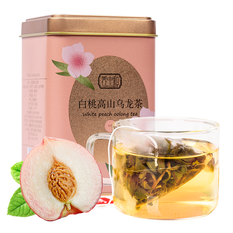 天猫超市养中和白桃蜜桃桃子乌龙茶水果鲜果茶花果茶袋泡茶花草茶花茶罐装0