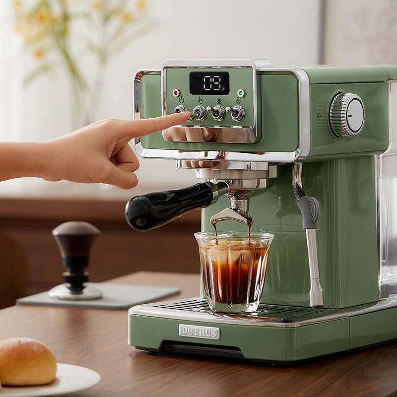 柏翠PE3828复古小绿PRO意式咖啡机全半自动小型一体家用海盐小方 - 图0