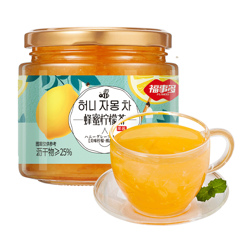 包邮福事多蜂蜜柠檬茶500g*1瓶冲泡饮品韩式柚子饮料水果花茶果酱 - 图0