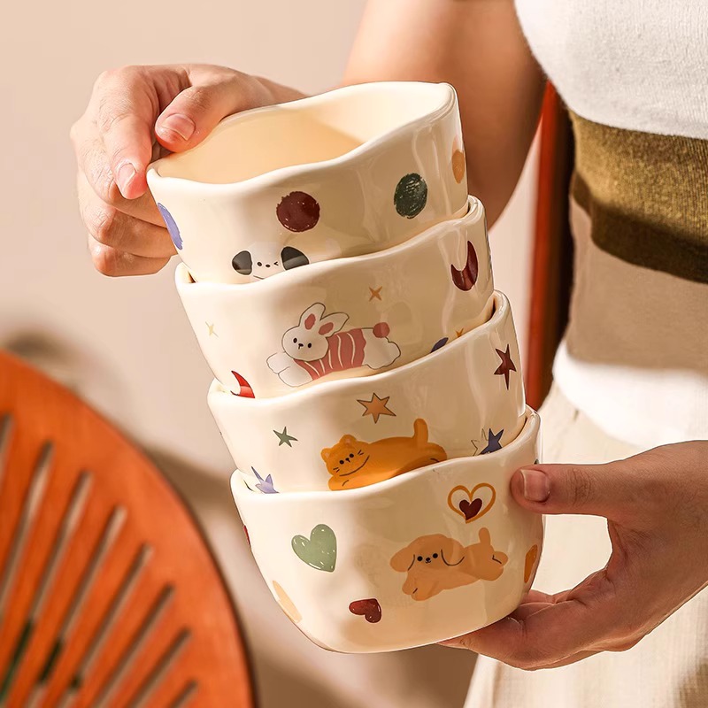 佩尔森可爱饭碗家用2025新款早餐碗米饭碗个人专用碗高颜值米饭碗