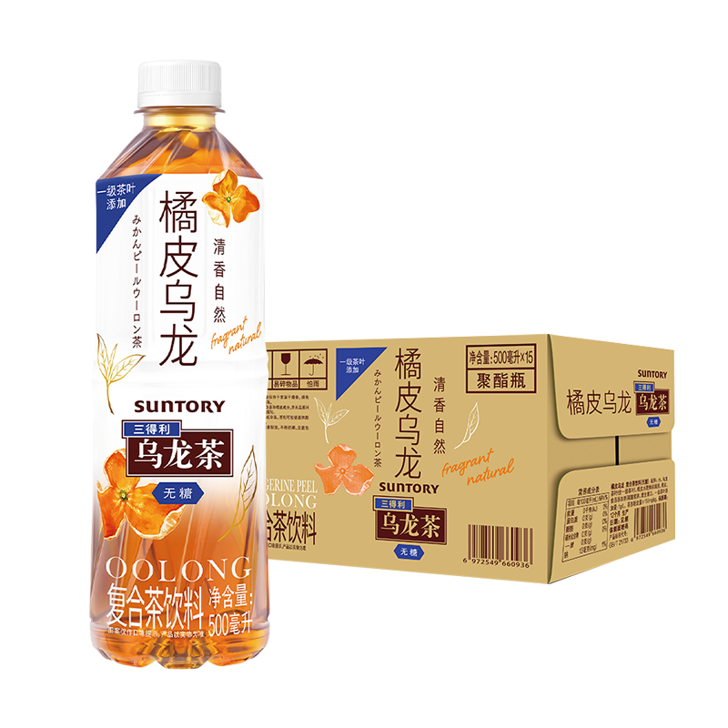 SUNTORY/三得利无糖橘皮乌龙茶500ml*15瓶-图0