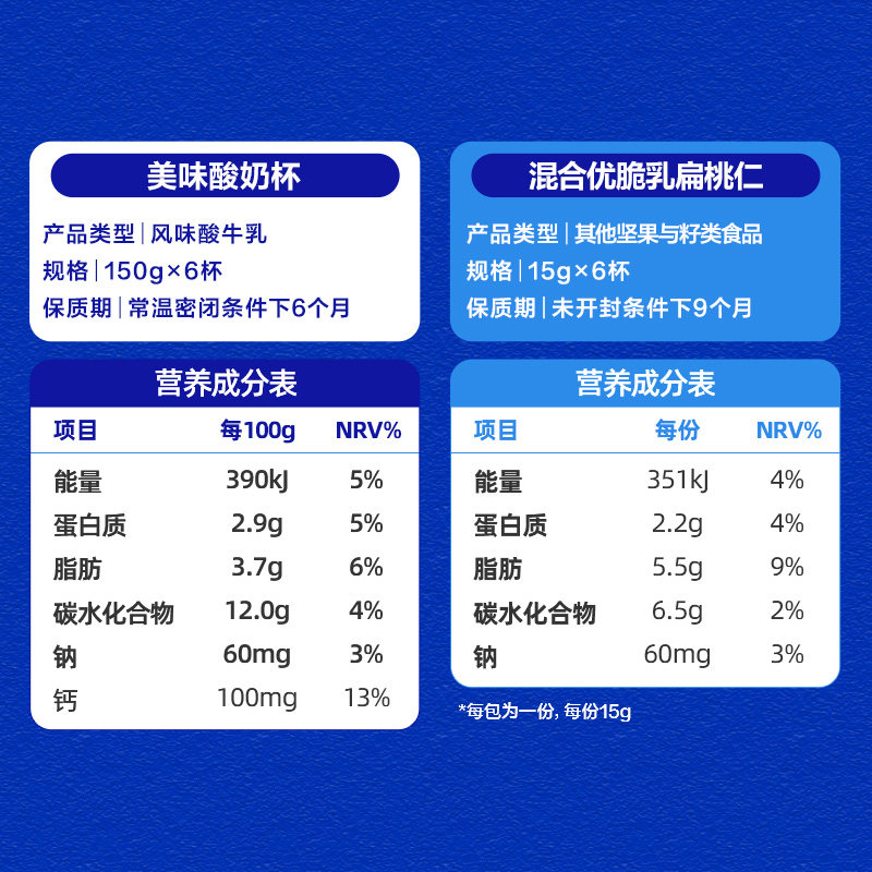 蒙牛纯甄馋酸奶混合优脆乳扁桃仁味酸奶预制杯（150g+15g）×6杯