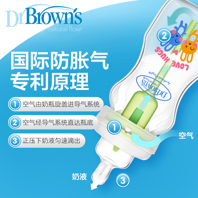 天猫超市进口品牌布朗博士防胀气5安士/150ml 宽口玻璃婴儿宝宝儿童奶瓶3