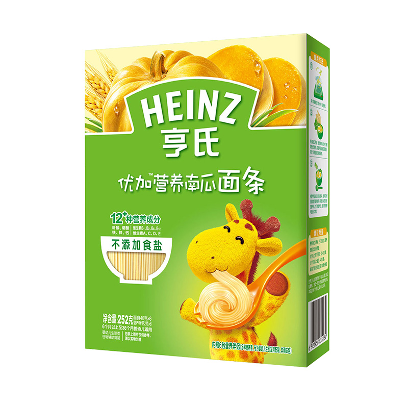252g 南瓜 个月 36 6 无盐 宝宝辅食食品 亨氏婴幼儿儿童营养面条 252g 南瓜 个月 36 6 无盐 宝宝辅食食品 亨氏婴幼儿儿童营养面条