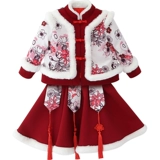 Демисезонный пуховик, ретро этнический комплект, детская стеганая куртка, ханьфу, увеличенная толщина, этнический стиль