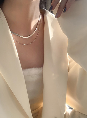 双层蛇骨链项链女2025新潮嘻哈个性复古叠戴chic小众设计短款颈链