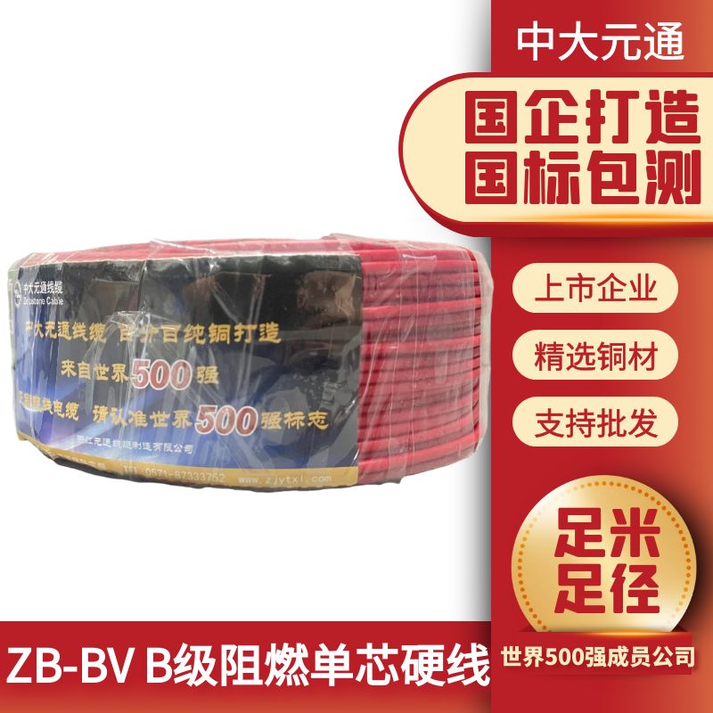 ZB-BV1.52.546单芯单股硬线B级阻燃电线电缆家装国标足米 - 图0