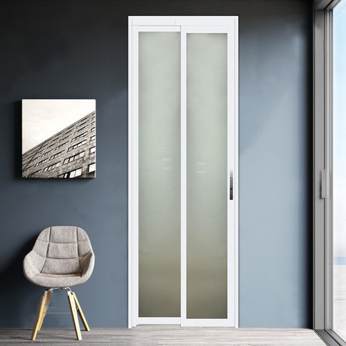 窄边黑色pd门平开推拉门一体卫生间折叠门推拉门定制无轨厨房门 - 图0