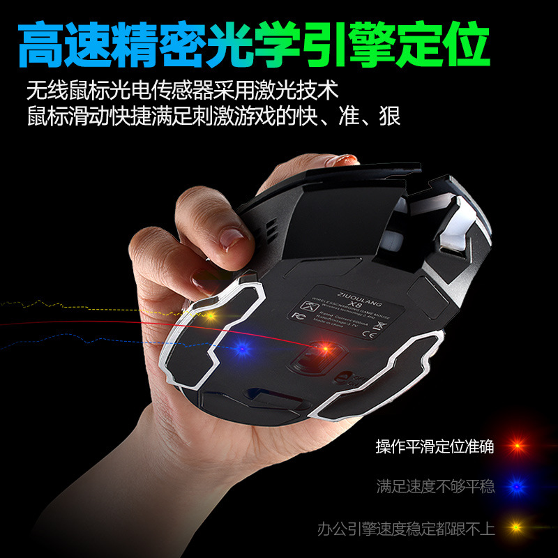 Free Wolf X8 Wireless Charging Game Mouse Office Luminous Mechanical Mouse Amazon eBay Cross-Border Wish