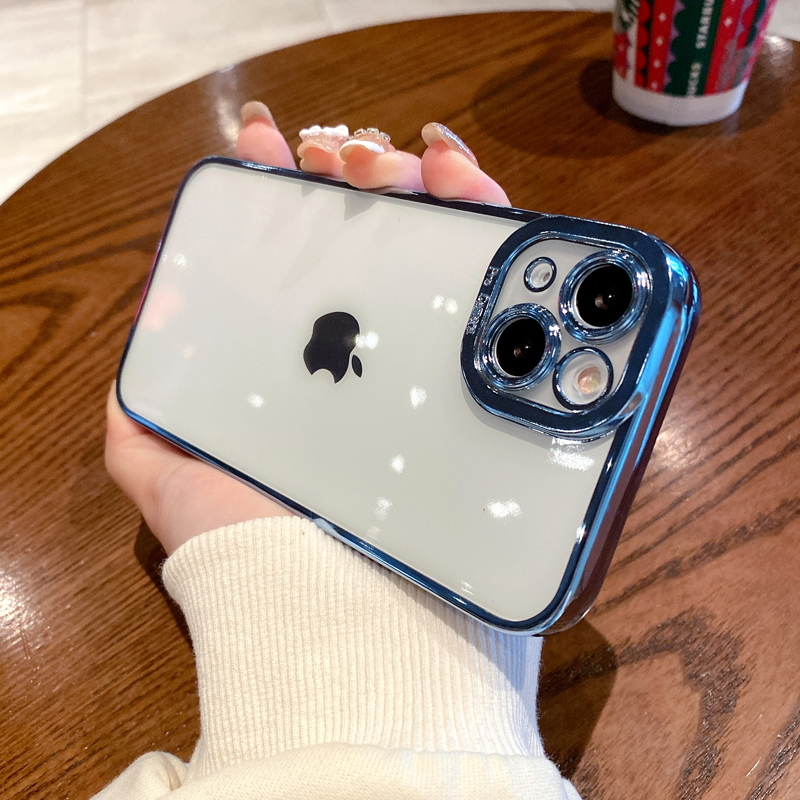 适用于iPhone15 14Pro max天使眼11电镀壳苹果13Pro透明12mini保护8硅胶XS全包XR软套8瞳眼7手机壳简约工厂 - 图2