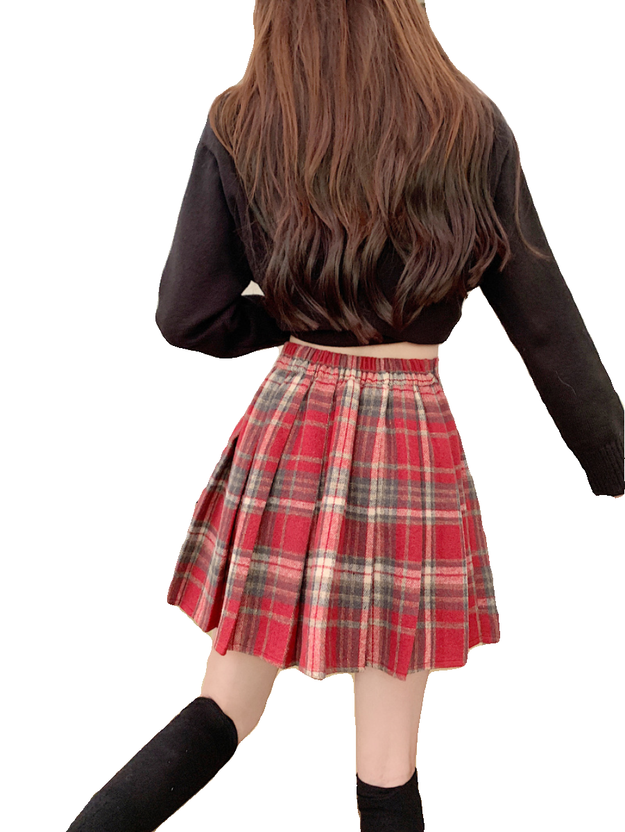 大码毛呢格子半身裙女胖mm松紧腰学院风短裙包臀a字百褶裙秋冬季,淘宝优惠券,粉丝福利购,淘宝优惠卷