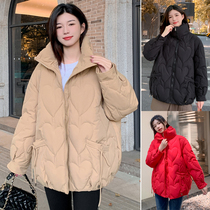 Large code pregnant woman cotton coat woman coat Winter Korean version Short style bread clothes small sub loose down to serve 200 catty