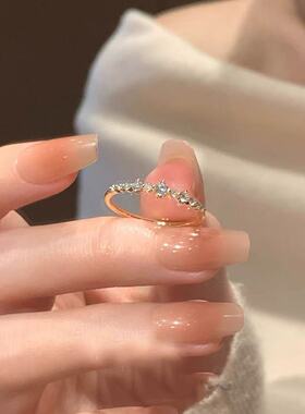 小红书同款极细款细闪戒指女叠戴简约甜美食指戒精致小众设计指环
