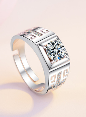 直播货源情侣对戒仿莫桑石戒指开口婚戒镀金女戒欧美男士戒指