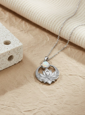 knn-1262新款莲花澳宝项链小众设计感水滴锁骨链铜镶锆石饰品批发