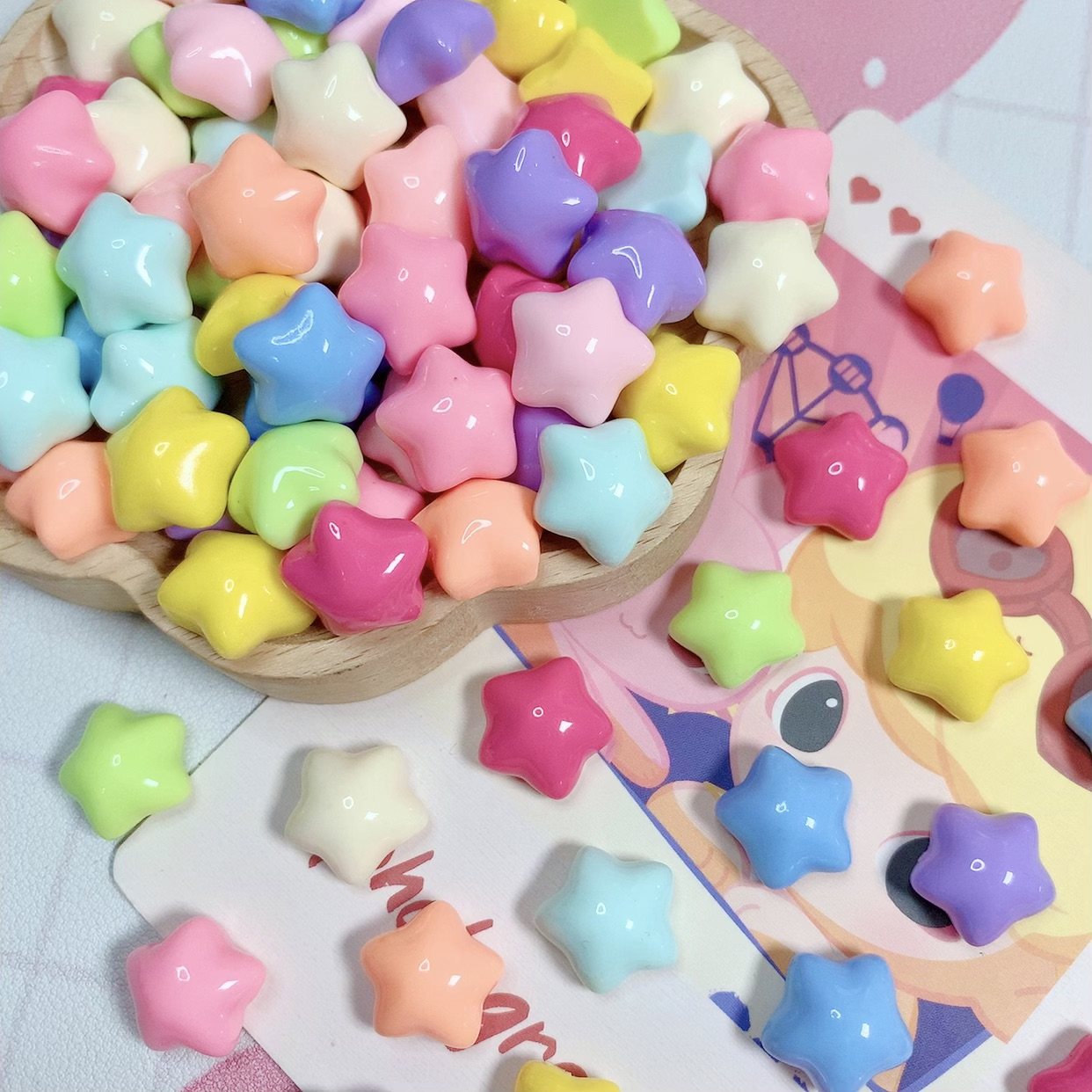 糖果色小星星 亮面树脂配件儿童手工diy奶油胶发夹手机壳饰品材料,淘宝优惠券,粉丝福利购,淘宝优惠卷