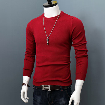 ເສື້ອຢືດ cashmere ດູໃບໄມ້ລົ່ນແລະລະດູຫນາວຂອງຜູ້ຊາຍຄໍມົນແຂນຍາວກະທັດຮັດຊາວຫນຸ່ມສີແຂງ pullover sweater ຫນາ bottoming sweater ຜູ້ຊາຍ