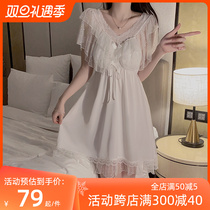 Sleeping Skirt Woman Princess Wind Cute Pure Desire Ice Silk Harness Sexy Pyjamas Senior Sensation Home Clothes Autumn Winter 2023 New