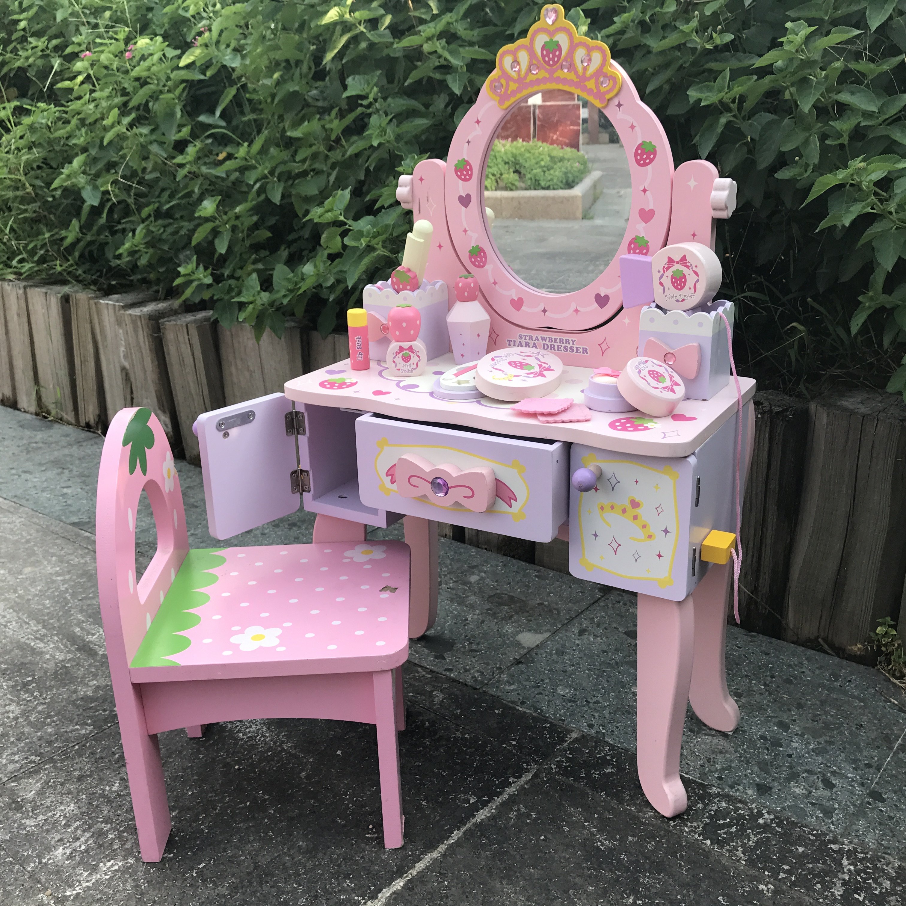 木制梳妆台女孩化妆仿真公主玩具 卡贝奇家居过家家玩具