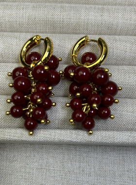 2025爆火安可拉红多层绕绕项链5串并排串珠项链耳饰套装