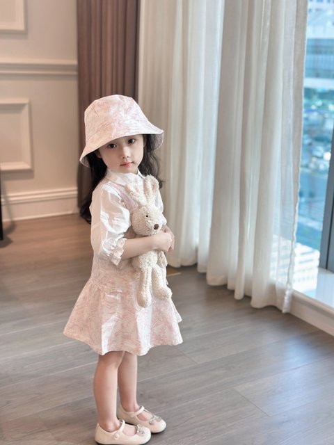 Children's clothing custom sweet floral strap skirt shirt underwear set little girl cute princess dress vest skirt
