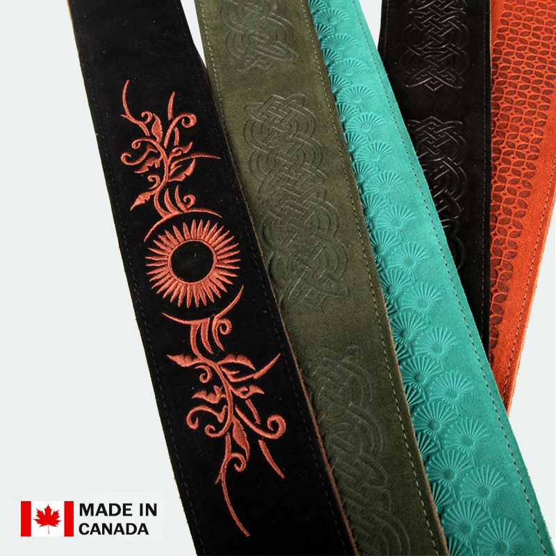加拿大 Levy's 李维斯 MS26纹理系列绣花绒面皮革山羊皮吉他背带 - 图1