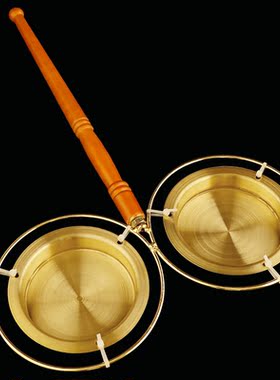 铜木柄单双铛子打击乐器