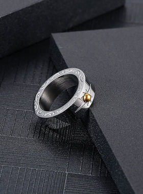 日系潮牌高桥吾郎手工镶金珠太阳图腾戒指男民族风个性复古指环女