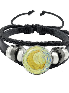 手链 热销 梵高的星空星夜时光宝石编织多层手链复古手