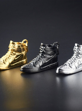 潮牌联名款aj1球鞋子吊坠钛钢项链个性百搭男女嘻哈蹦迪挂件饰品