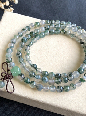 水草玛瑙手链女款手串多圈108颗