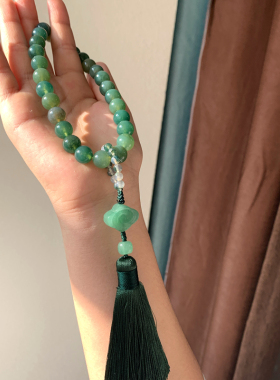 玛瑙绕指柔手持念珠流苏手捻手串