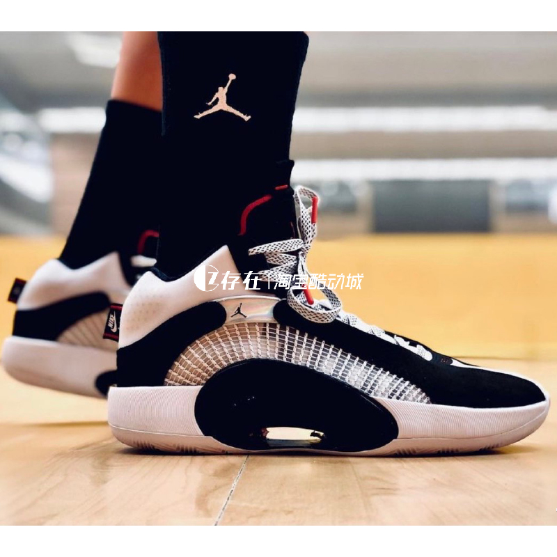 Air Jordan 35AJ35男女黑白实战气垫缓震篮球鞋CQ4228-100 CQ9433 - 图0