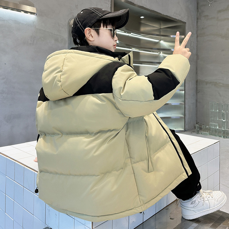 GILE儿童男童羽绒服冬季校园运动棉衣拼接中大童学生女童外套棉服,淘宝优惠券,粉丝福利购,淘宝优惠卷