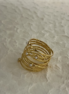 复古多层设计感小众珠珠戒指