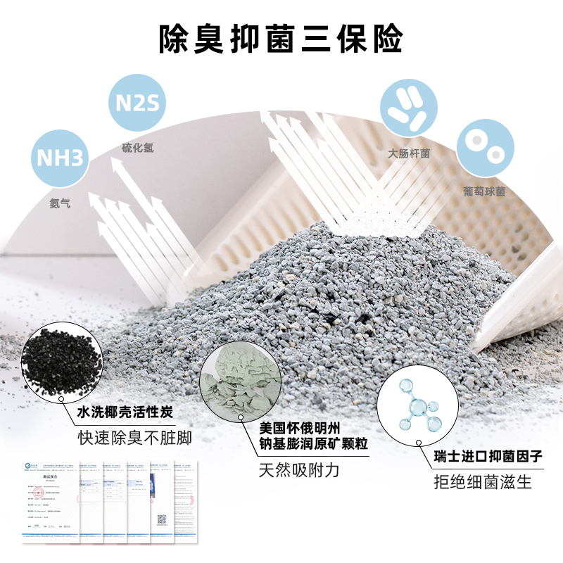 蓝钻膨润土猫砂活性炭除臭结团无尘矿石猫沙10kg公斤20斤猫咪用品 - 图1