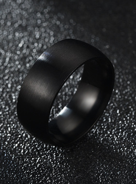 黛浩现货8mm内外球哑光黑色男士戒指 潮男个性黑色指环 8mm哑光球