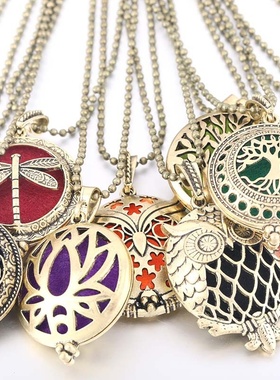 热销跨境生命之树复古香薰吊坠30mm精油扩散器高品质香水小盒