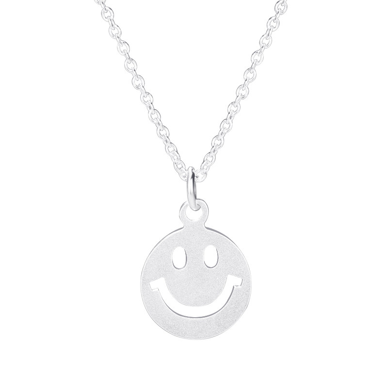 925纯银笑脸女微笑表情韩版锁骨链 凰丽尔项链