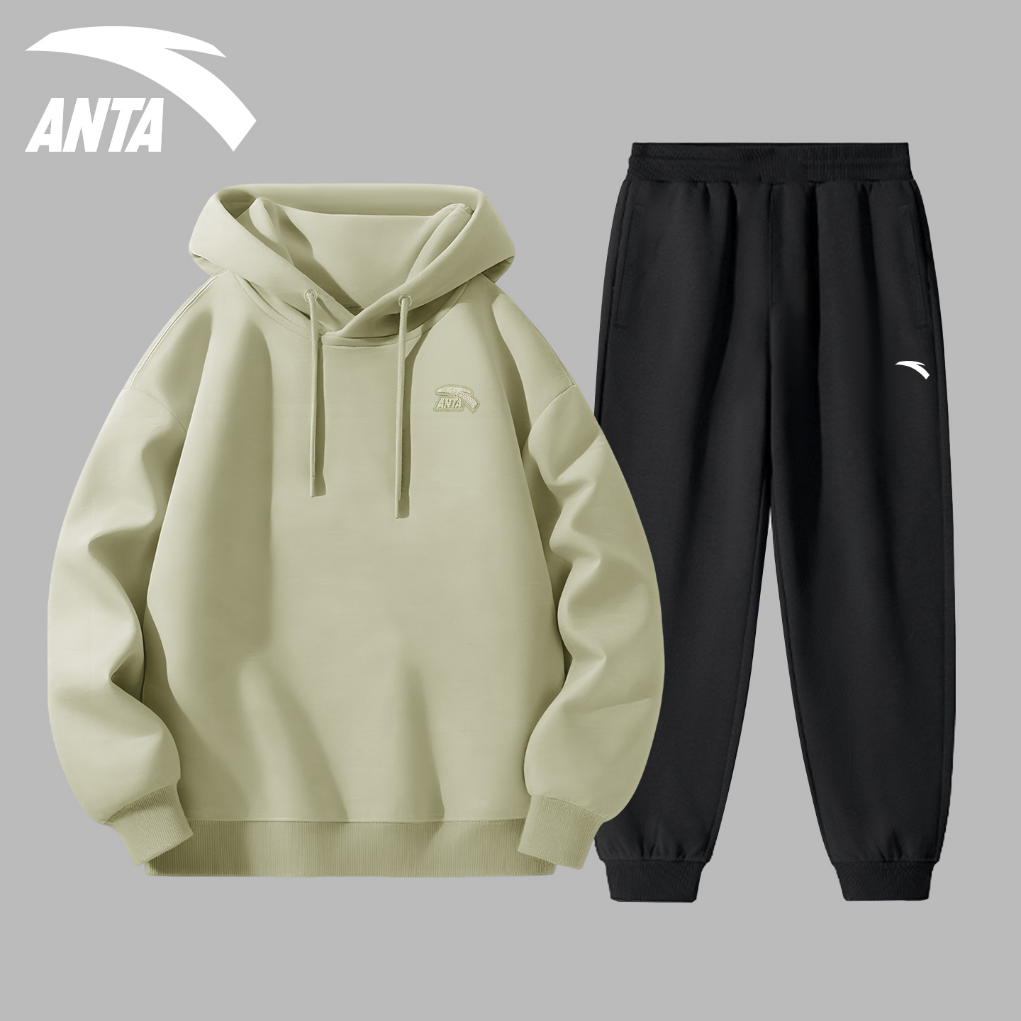 安踏运动套装男秋季加绒连帽卫衣卫裤2025新款休闲潮流时尚两件套 - 图2