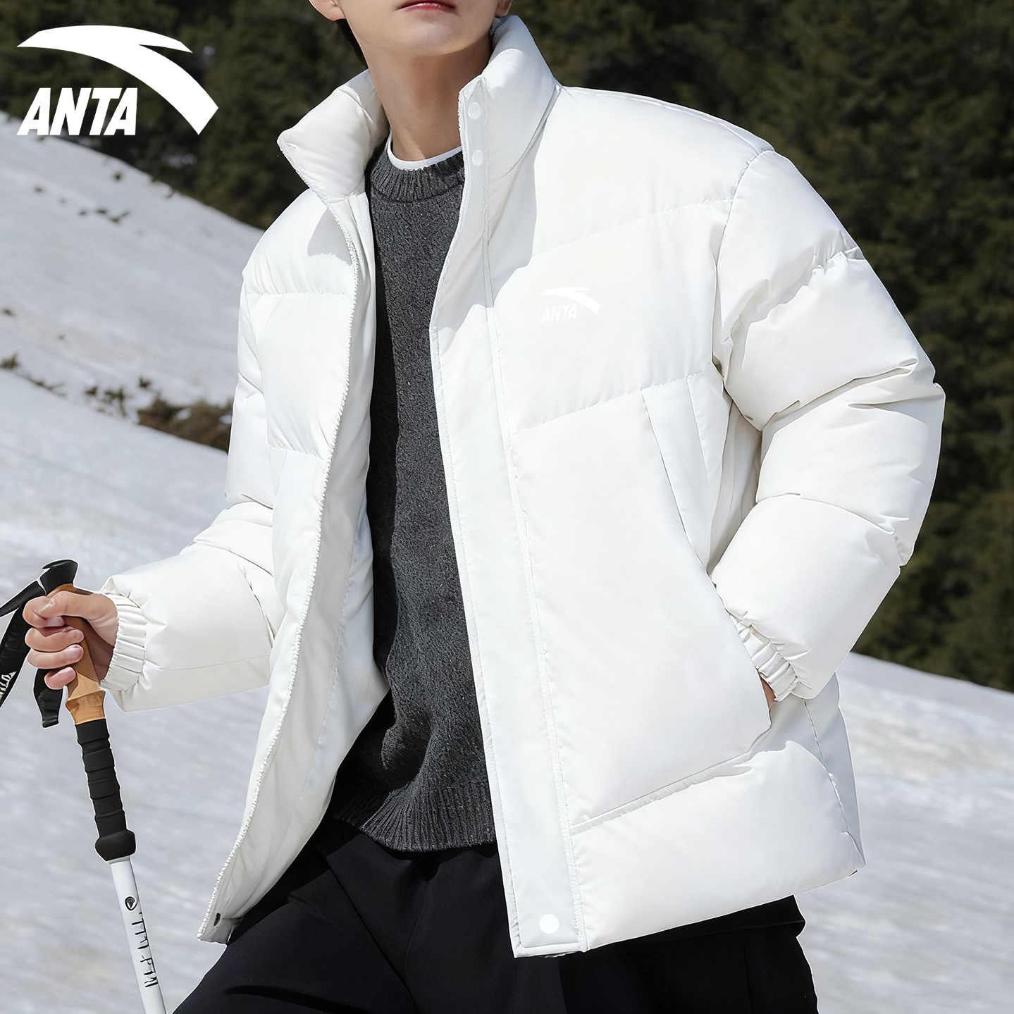 安踏运动棉服外套男冬季2025新款防寒防泼水保暖男生冬装面包棉衣 - 图2