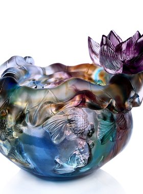 琉璃鱼池聚宝盆摆件新房乔迁礼品