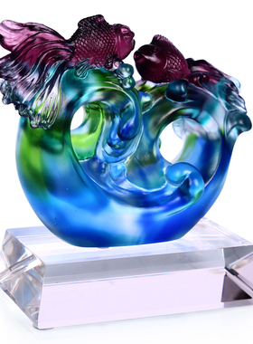 吉祥摆件婚房乔迁礼品琉璃鱼